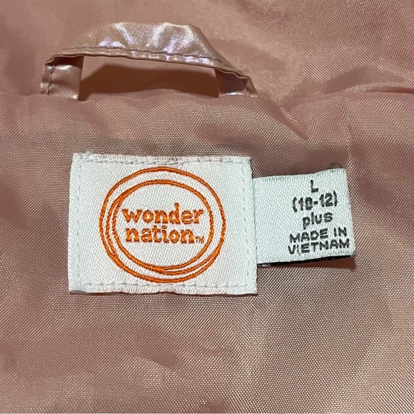 Wonder Nation iridescent light pink lined raincoat jacket size L 10/12 - Picture 5 of 6